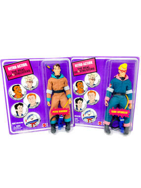 The Real Ghostbusters Retro Action Egon Spengler Peter Venkman Figures 2010 New